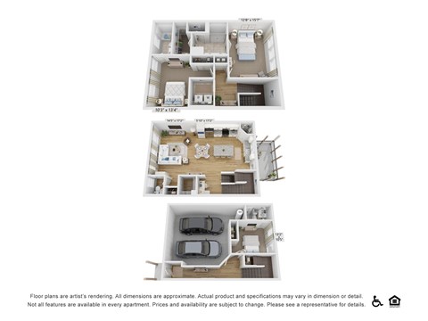 Floor plan for 3 beds, 3.5 baths, 2000 sqft